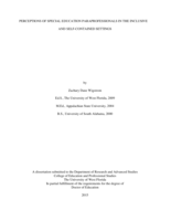 Perceptions of Special Education Paraprofessionals in the Inclusive and Self-contained Settings