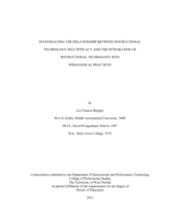 Investigating the Relationship Between Instructional Technology Self-efficacy and the Integration of Instructional Technology Into Pedagogical Practices