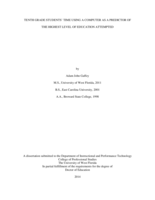 Tenth Grade Students' Time Using a Computer As a Predictor of the Highest Level of Education Attempted