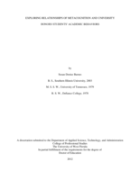 Exploring Relationships of Metacognition and University Honors Students' Academic Behaviors