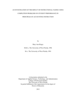 An Investigation of the Impact of Instructional Fading Using Completion Problems on Student Pertomance in Principles of Accounting Instruction