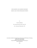 Metacognitive and Learning Strategies Used By Adult Novice Web-based Students