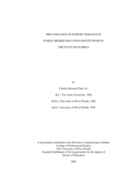 Privatization of Support Services in Public Higher Education Institutions in the State of Florida