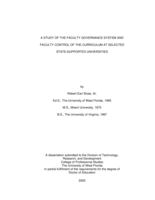 A Study of the Faculty Governance System and Faculty Control of the Curriculum at Selected State-supported Universities