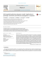 Self-propelled pedestrian dynamics model: Application to passenger movement and infection propagation in airplanes