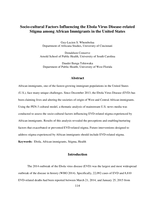 Socio-cultural factors influencing the Ebola Virus disease-related stigma among African immigrants in the United States