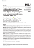 Analysis of self-efficacy for stroke recognition and action from a cluster randomised trial evaluating the effects of stroke education pamphlets versus a 12-minute culturally tailored stroke film among Black and Hispanic churchgoers in New York