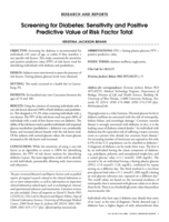 Screening for diabetes: Sensitivity and positive predictive value of risk factor total