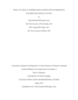 Effect of Critical Thinking Skills Instruction on Preservice Teachers' Self-Efficacy Levels