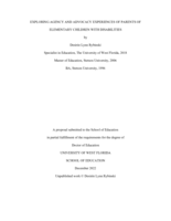 Exploring Agency And Advocacy Experiences Of Parents Of Elementary Children With Disabilities