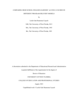 Comparing High School English Learners' ACCESS 2.0 Scores In Different Program Delivery Models