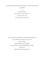 Analysis Of Military Students' Intention To Use Technology In The Classroom