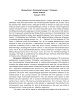 Merleau-Ponty's Relationship to Husserl's Philosophy