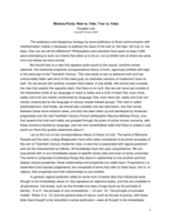 Merleau-Ponty: Real vs. Fake, True vs. False