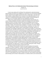 Merleau-Ponty on the Relationship between Phenomenology and Science