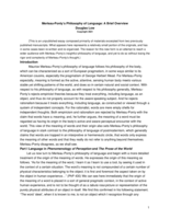 Merleau-Ponty's Philosophy of Language: A Brief Overview