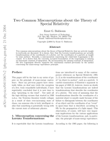 Two Common Misconceptions about the Theory of Special Relativity