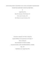 An Investigation of the Effects of Covid-19 on Parent Participation in Individualized Education Plan Meetings