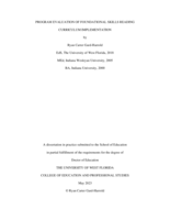 Program Evaluation Of Foundational Skills Reading Curriculum Implementation