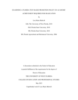 Examining a Florida Test-Based Promotion Policy on Academic Achievement Required for Graduation