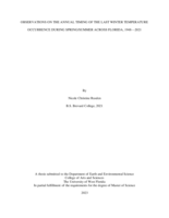 Observations on the Annual Timing of the Last Winter Temperature Occurrence During Spring/summer Across Florida, 1948-2021