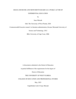 Ghana Museums and Monuments Board as a Public Actor of Experiential Education