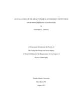 An Evaluation of the Impact of Local Government Institutions on Business Resilience in Disaster 