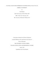 Cultural Adaptation Experiences of International Faculty in an American University