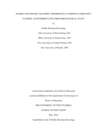 Florida Secondary Teachers’ Experiences As Writing Community Leaders: An Interpretative Phenomenological Study