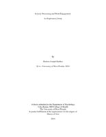 Sensory Processing and Work Engagement:  An Exploratory Study