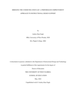 Bridging The Communication Gap: A Performance Improvement Approach To Instructional Design Support