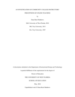 An Investigation of Community College Instructors' Perceptions of Online Teaching