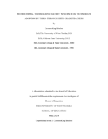 Instructional Technology Coaches’ Influence On Technology Adoption By Third- Through Fifth-Grade Teachers
