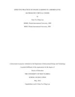 Effective Practices of Online Learning in a Higher-Level Mathematics Virtual Course