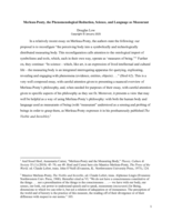 Merleau-Ponty, the Phenomenological Reduction, Science, and Language as Measurant