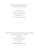 Improving Administrator Communication As A Factor Of Teacher Satisfaction