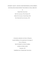 Diversity, Equity, And Inclusion Professional Development: Investigating Online Instructor Ethnocultural Empathy