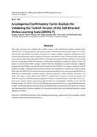 A Categorical Confirmatory Factor Analysis for Validating the Turkish Version of the Self-Directed Online Learning Scale (SDOLS-T)