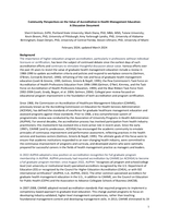 Community Perspectives on the Value of Accreditation in Health Management Education: A Discussion Document