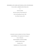 Performing Arts Career and Technical Education Program Evaluation: A Dissertation in Practice