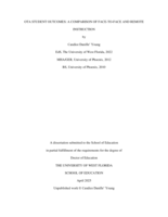 OTA Student Outcomes: A Comparison of Face-to-Face and Remote Instruction