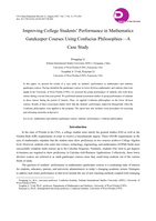 Improving College Students' Performance in Mathematics Gatekeeper Courses Using Confucius Philosophies A Case Study