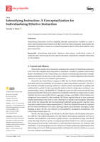 Intensifying Instruction: A Conceptualization for Individualizing Effective Instruction