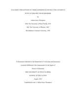 Teachers’ perceptions of their experiences instructing students with autism spectrum disorder