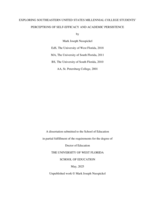 Exploring Millennial Students' Perceptions of Self-Efficacy and Academic Persistence in College