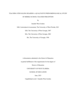 Teaching Struggling Readers: A Qualitative Phenomenological Study of Middle School Teacher Perception
