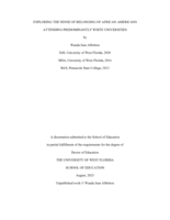 Exploring the Sense of Belonging of African Americans Attending Predominantly White Universities