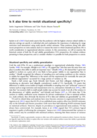 Is it also time to revisit situational specificity?