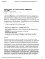 Statistical Models for Tornado Climatology: Long and Short-Term Views