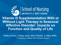Vitamin D Supplementation with or without Light Therapy in Seasonal Affective Disorder: Impacts on Function and Quality of Life
